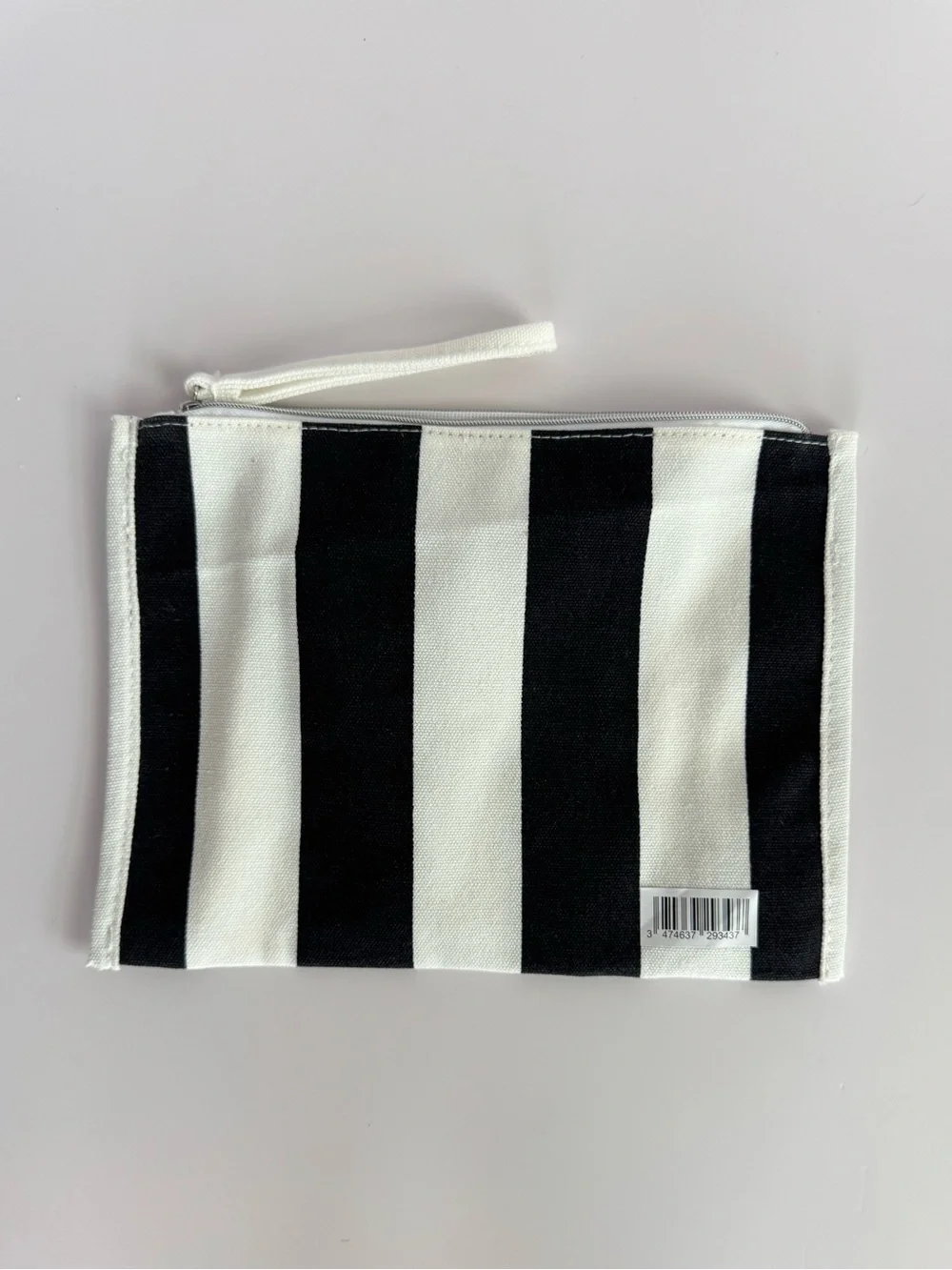Kérastase Paris Black White Striped Canvas Cosmetic Makeup Travel Pouch Zip Bag